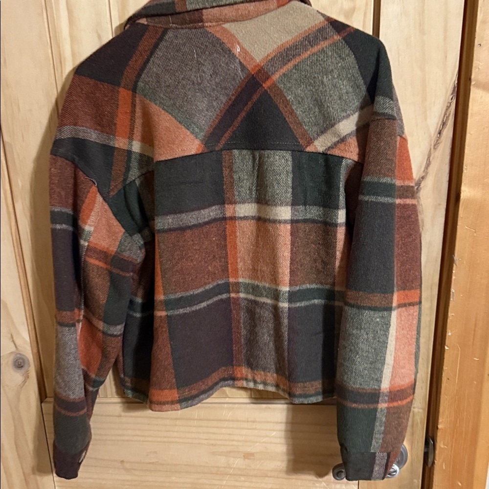 Ashley By 26 International Women's Plaid Utility Jacket - Orange, Green, Brown - Picture 3 of 6